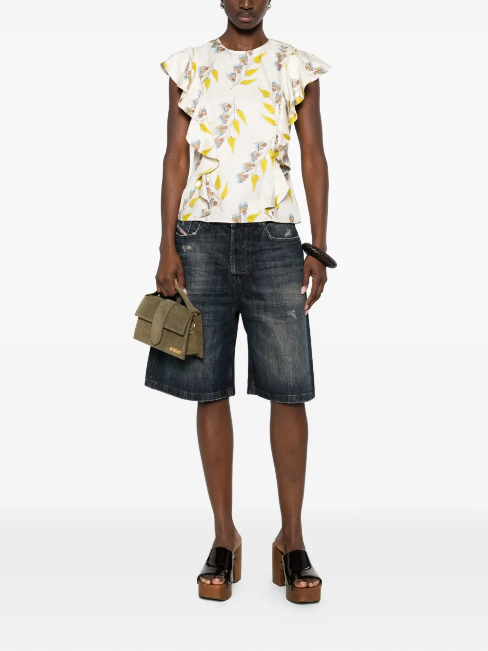 Ulla Johnson Botanical ruffled blouse - Beige