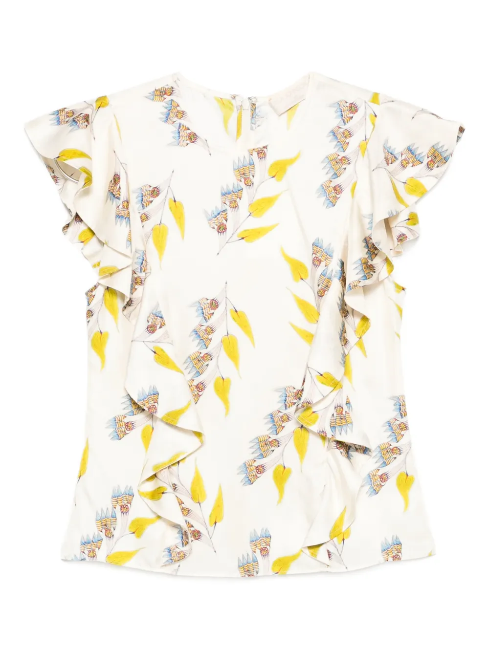Ulla Johnson Botanical ruffled blouse - Toni neutri