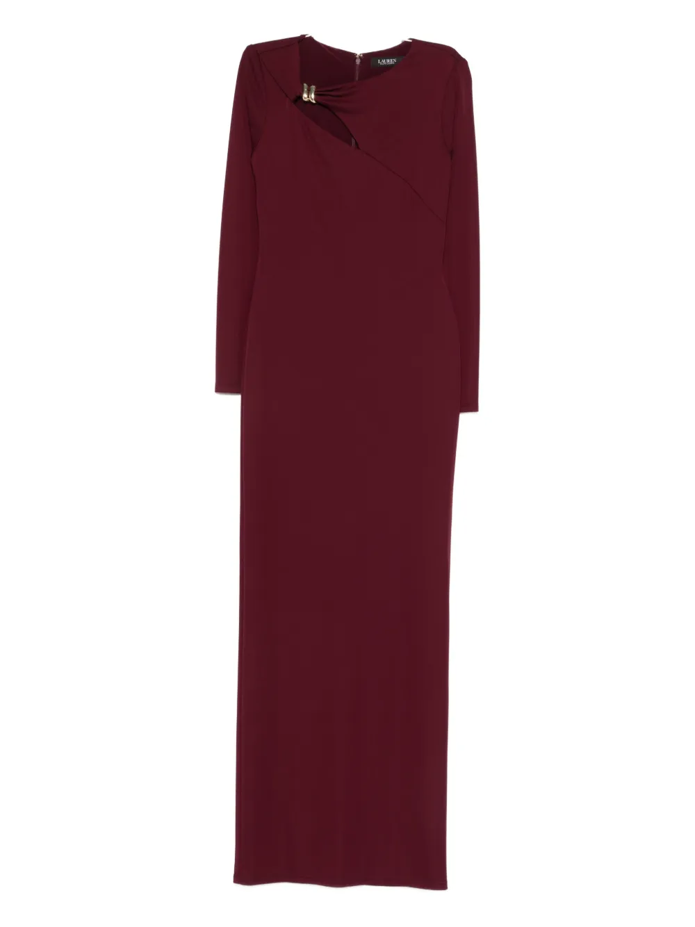 Lauren Ralph Lauren brooch long-sleeve maxi dress - Rosso