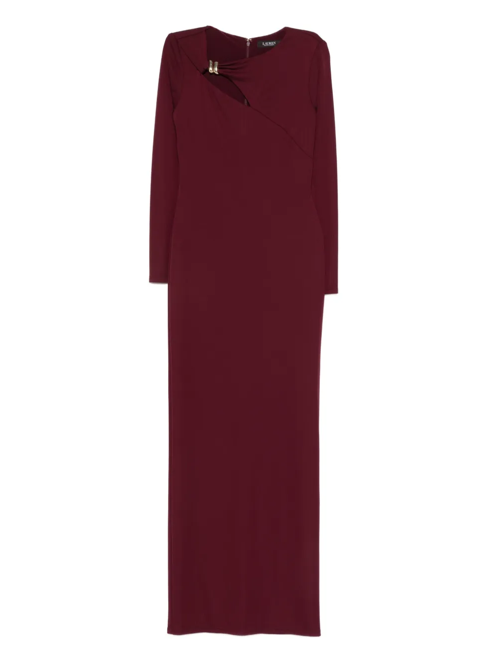 Lauren Ralph Lauren brooch long-sleeve maxi dress - Rosso