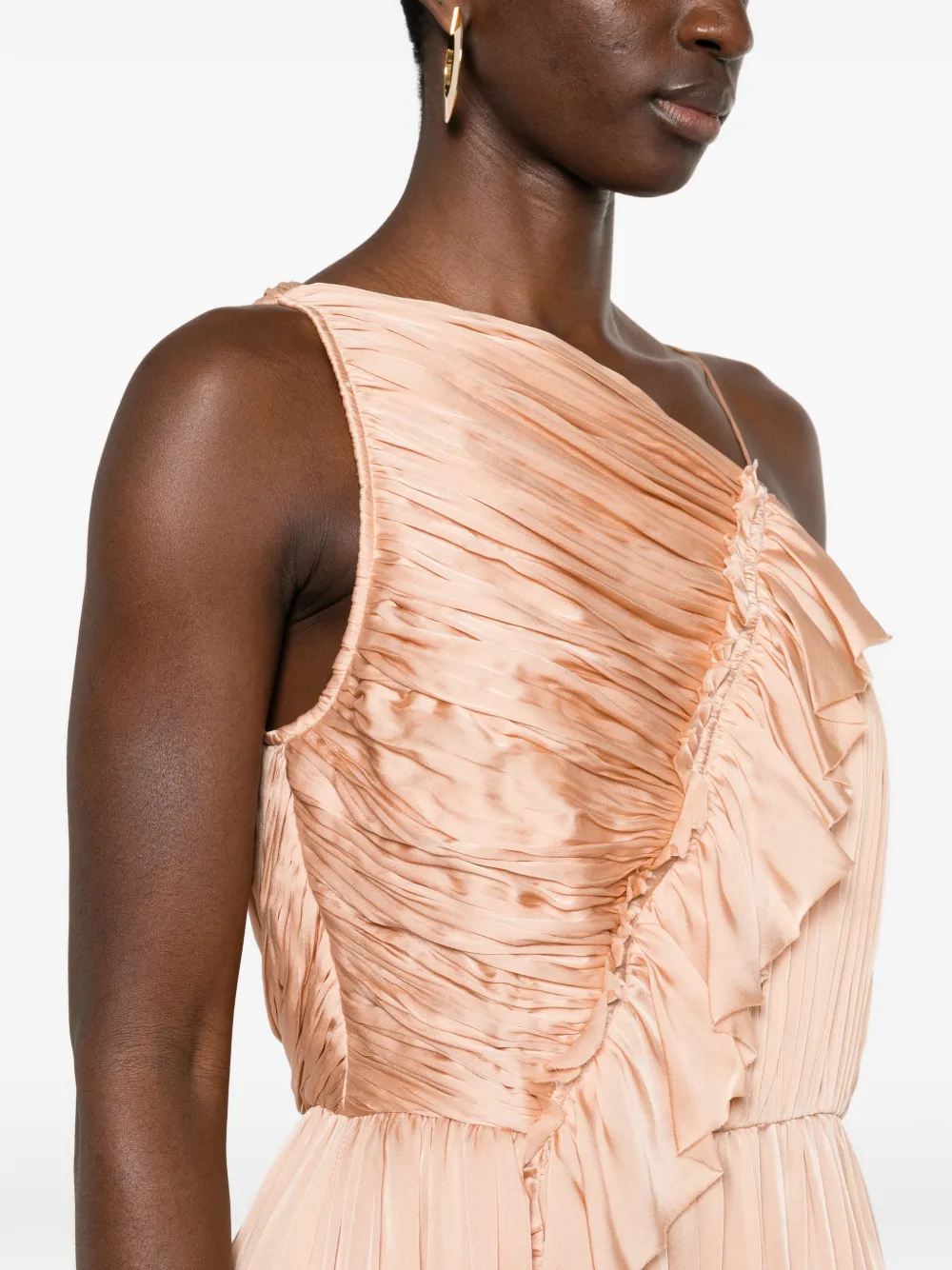 Ulla Johnson Aisha asymmetrische maxi-jurk met ruches Beige