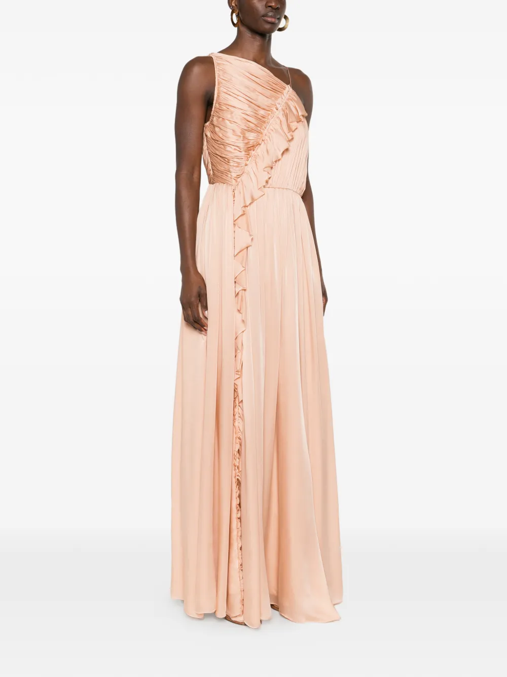 Ulla Johnson Aisha asymmetrische maxi-jurk met ruches Beige