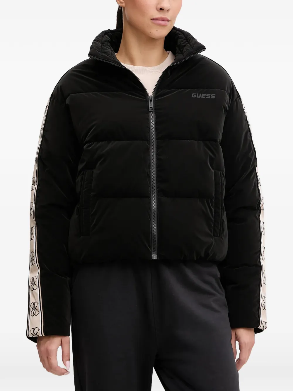 GUESS USA logo-tape padded jacket - Nero
