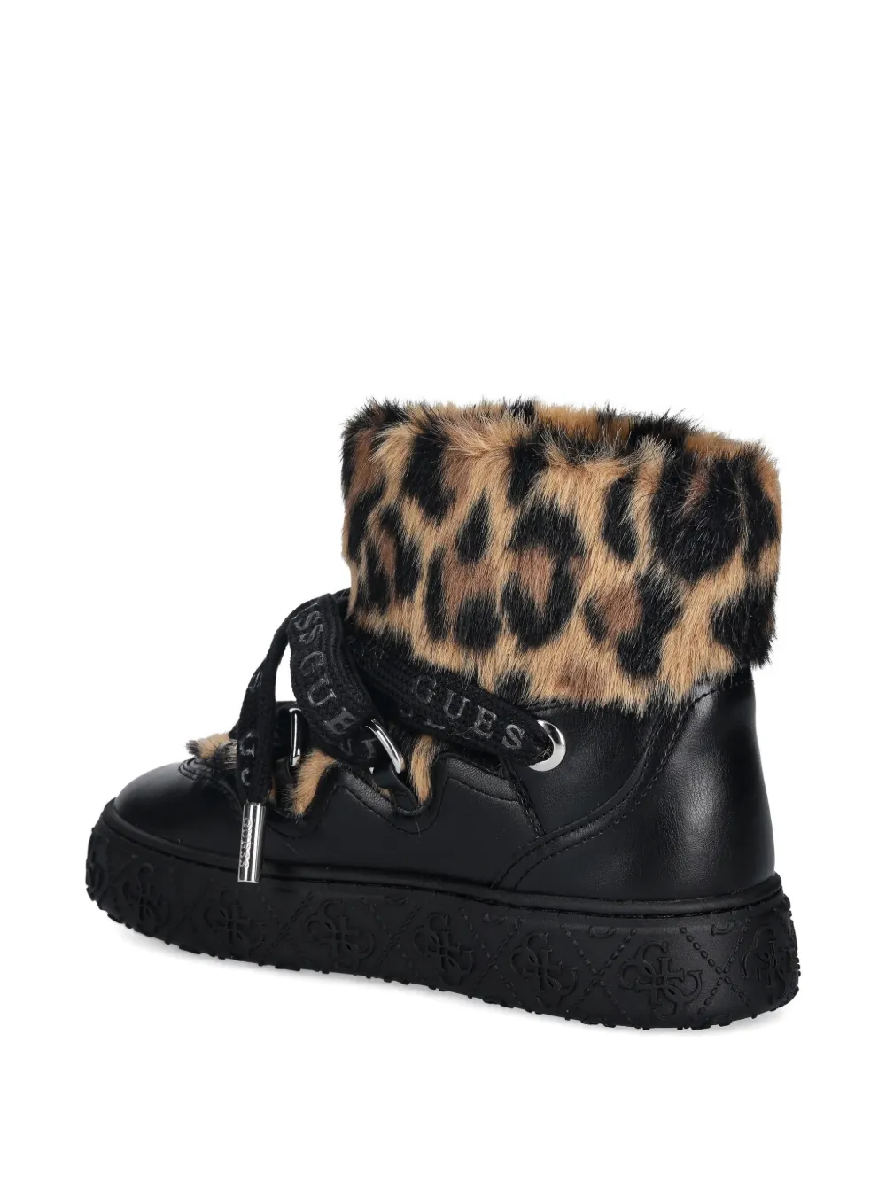 GUESS USA Unessa enkellaarzen met afwerking van imitatiebont Zwart