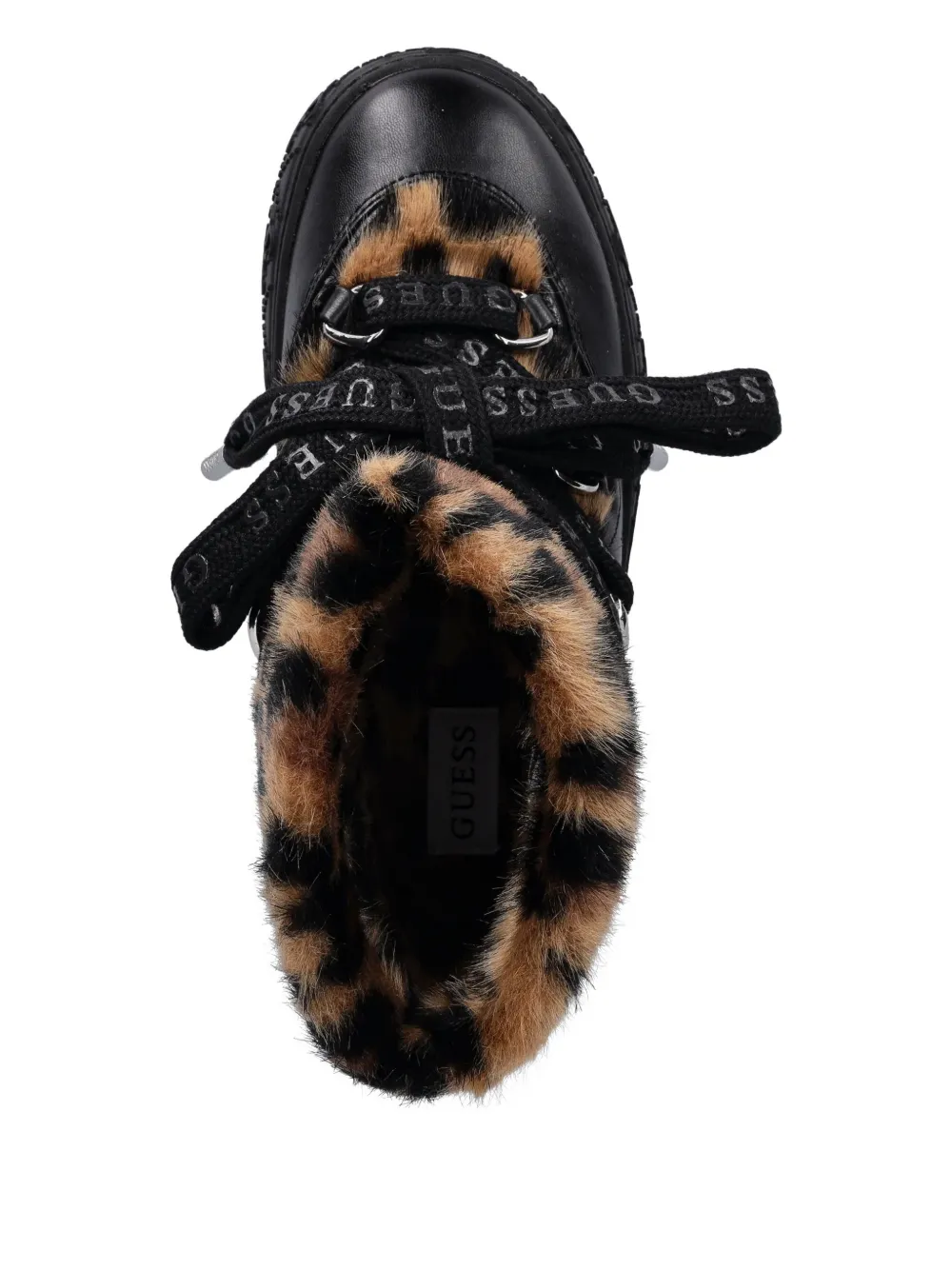 GUESS USA Unessa enkellaarzen met afwerking van imitatiebont Zwart