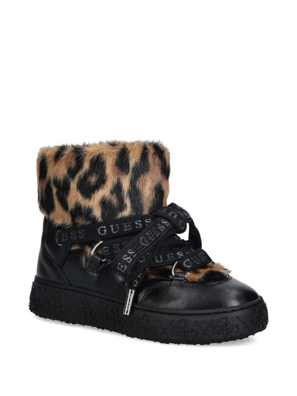 GUESS USA Unessa enkellaarzen met afwerking van imitatiebont Zwart
