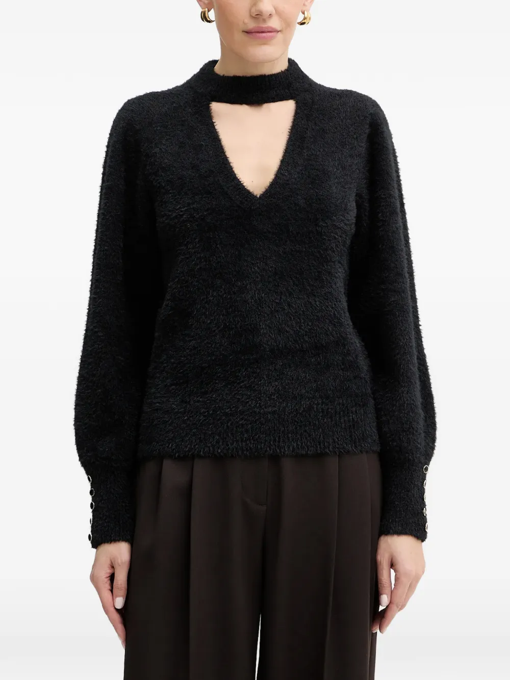 GUESS USA Fuzzy cut-out sweater - Nero