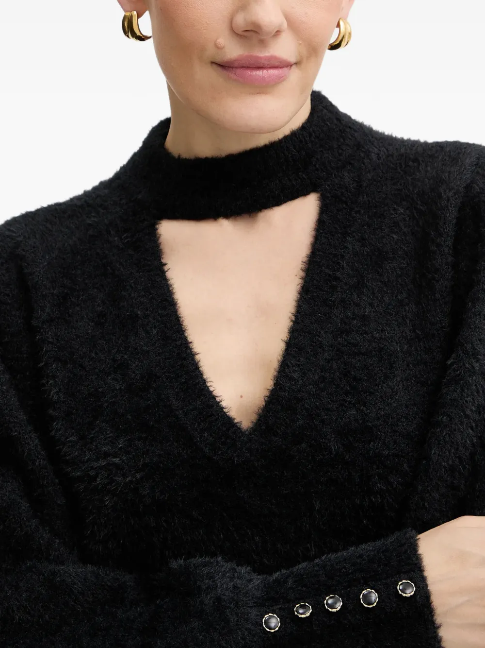 GUESS USA Fuzzy trui met uitgesneden details Zwart