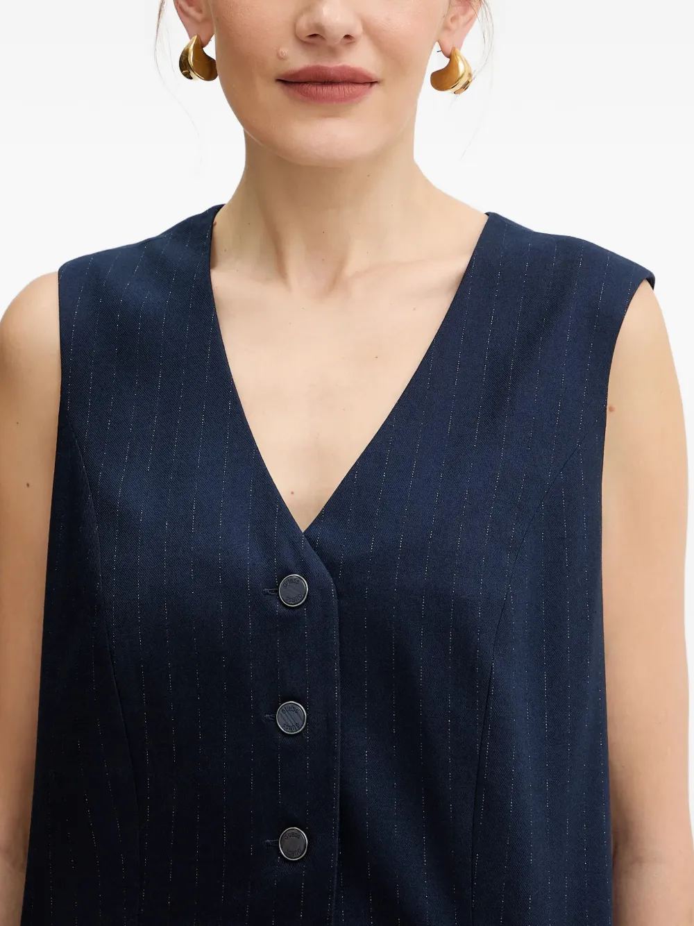 GUESS USA Top met V-hals en krijtstreep Blauw