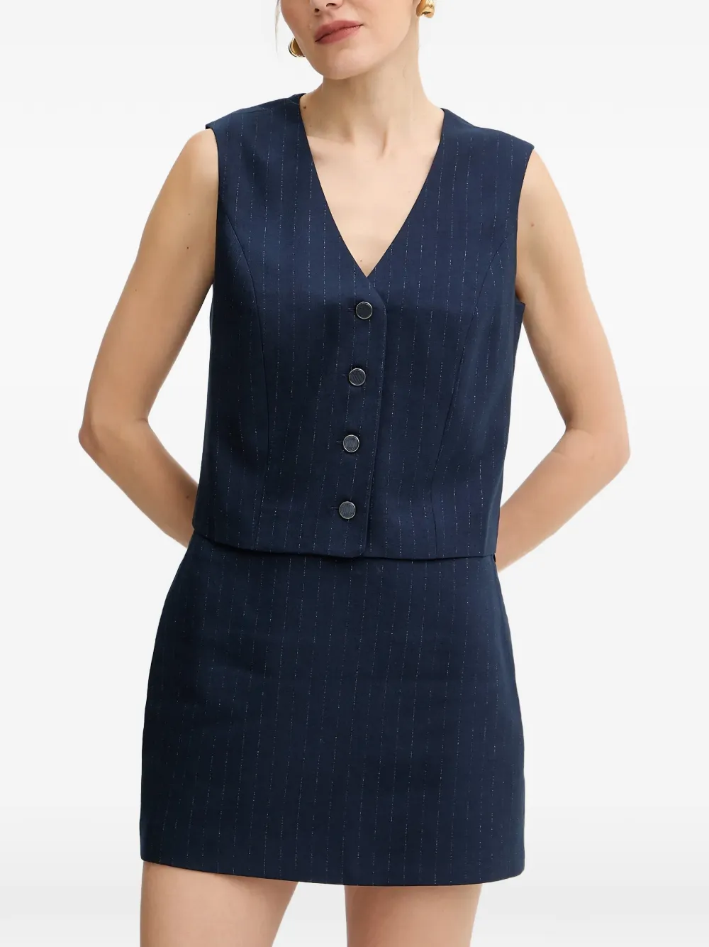 GUESS USA V-neck pinstripe vest - Blu