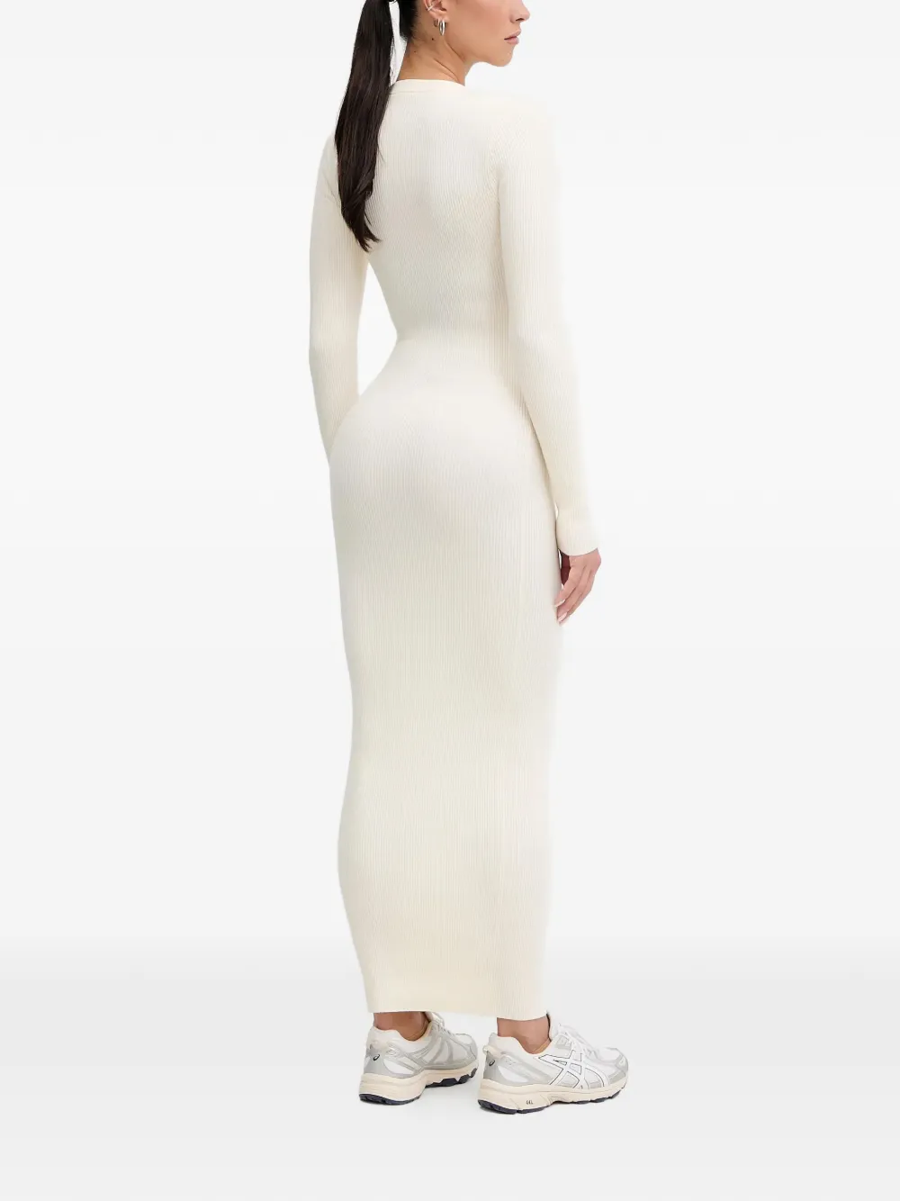 Long-Sleeve Ribbed Maxi Dress