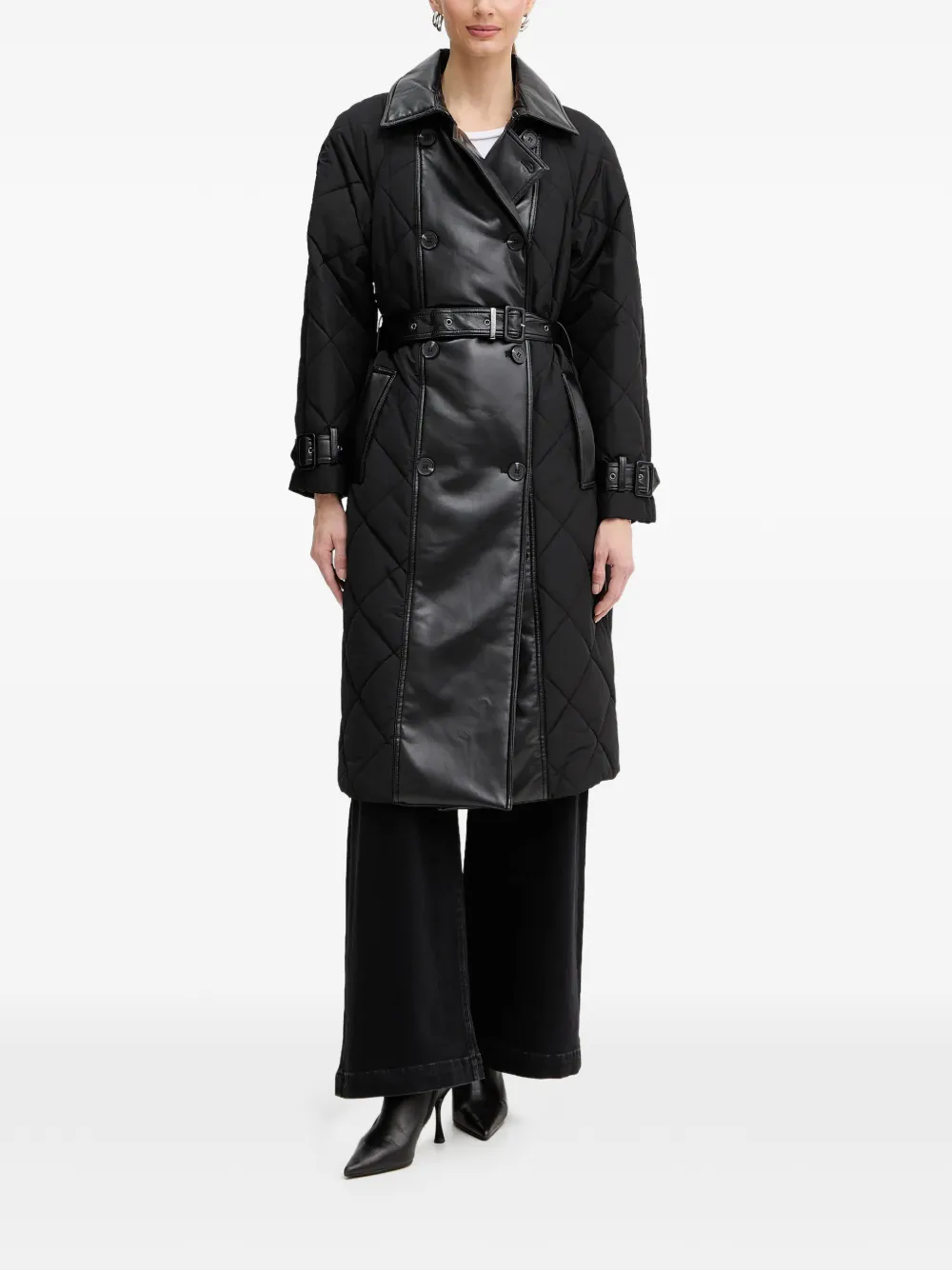 GUESS USA quilted belted coat - Nero