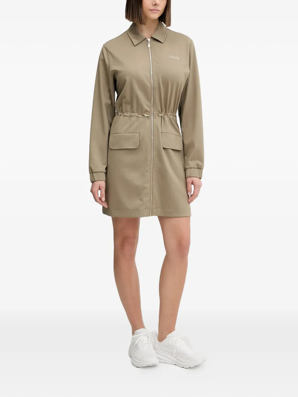 GUESS USA zip-up pocket mini dress - Beige
