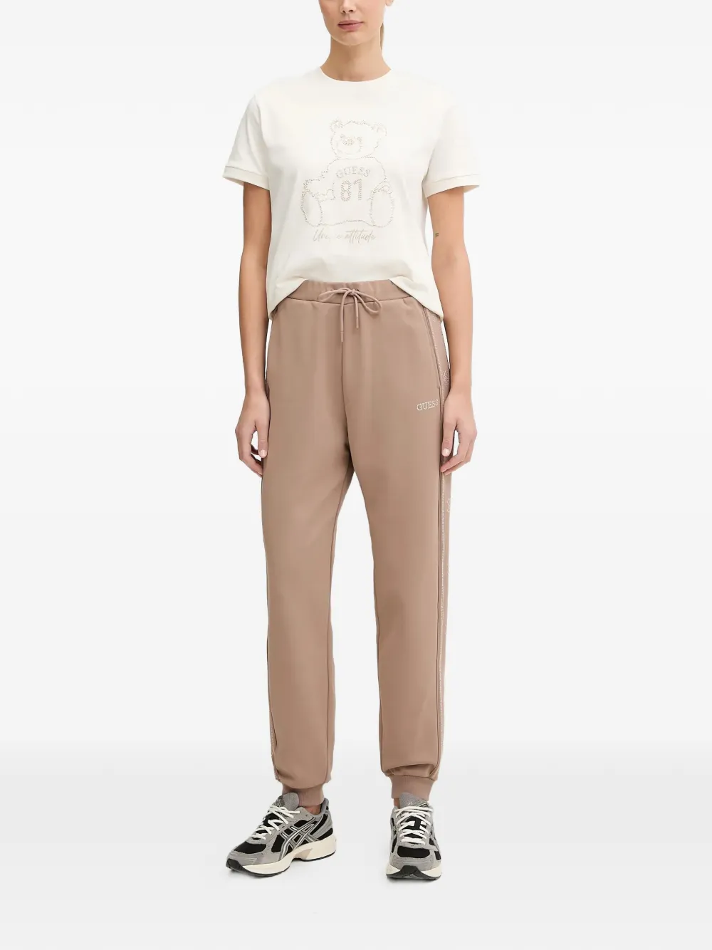 GUESS USA logo-embroidered track pants - Beige