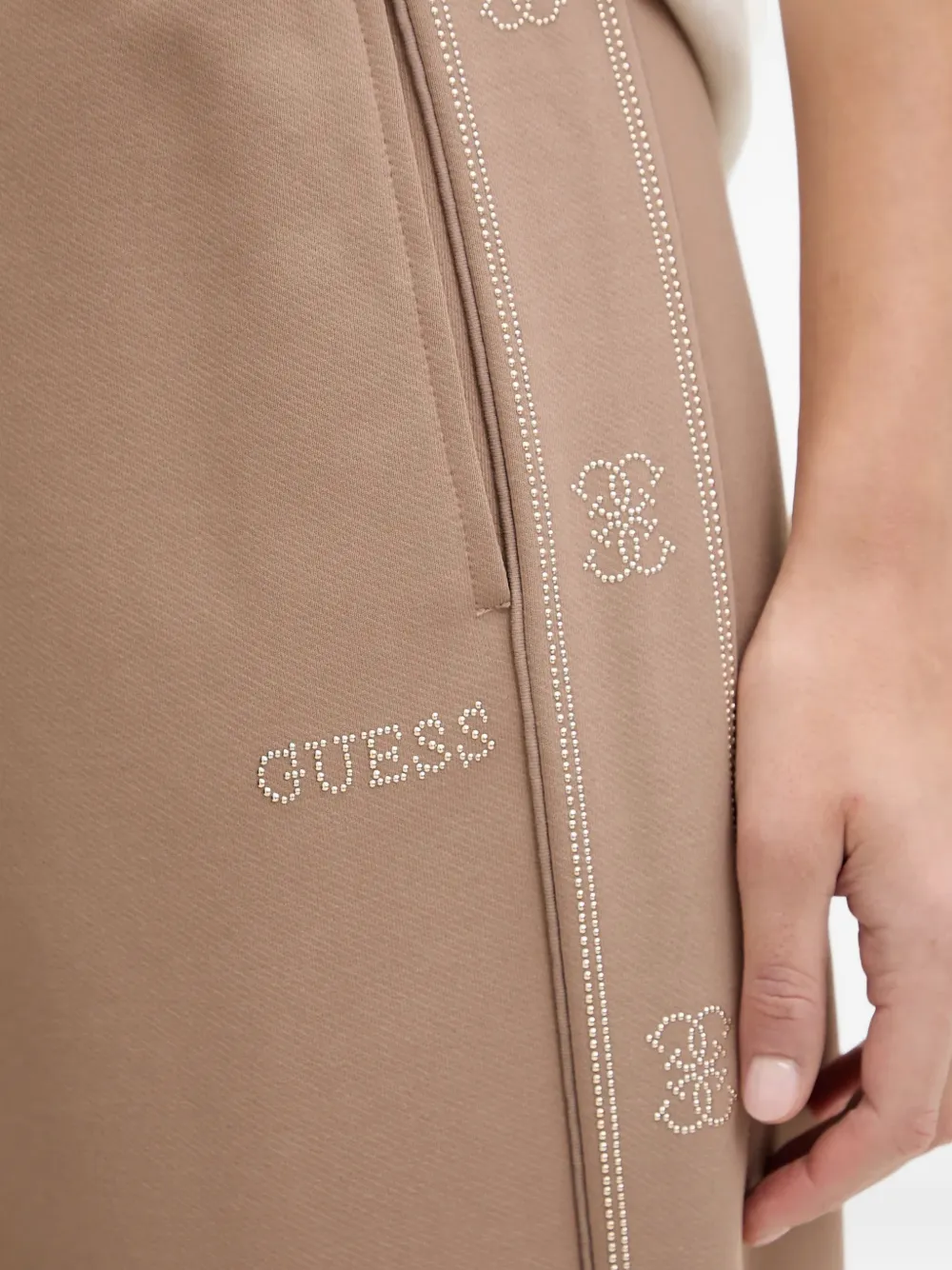 GUESS USA Trainingsbroek met geborduurd logo Beige
