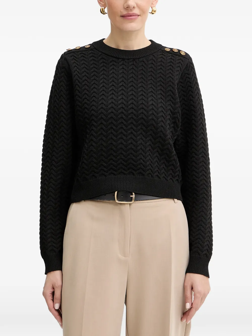 GUESS USA chevron buttoned sweater - Nero