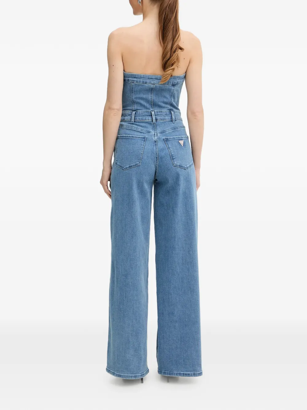  Guess Usa Strapless Flared Jumpsuit - Blue 