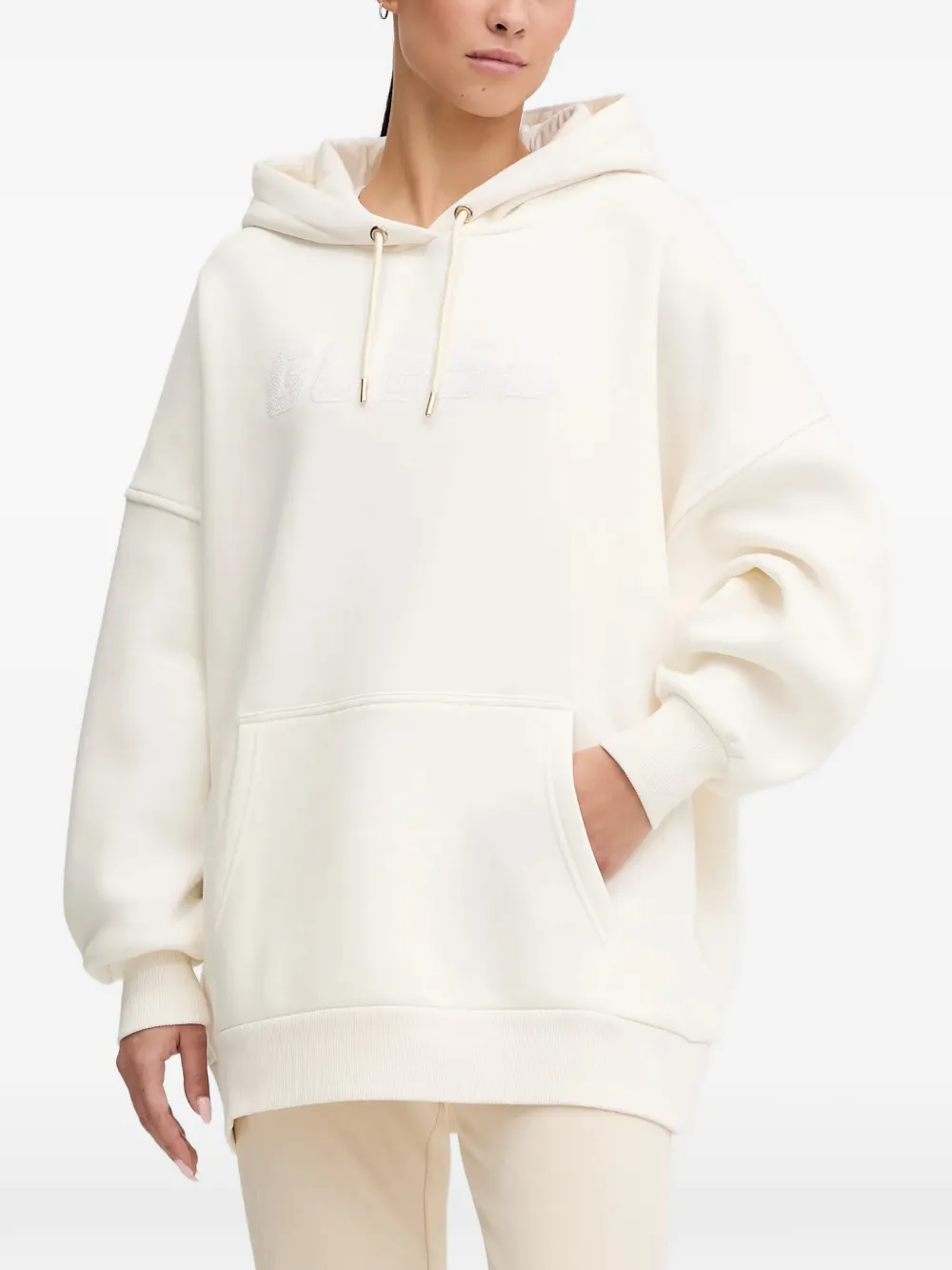 GUESS USA logo-embroidered hoodie - Nude