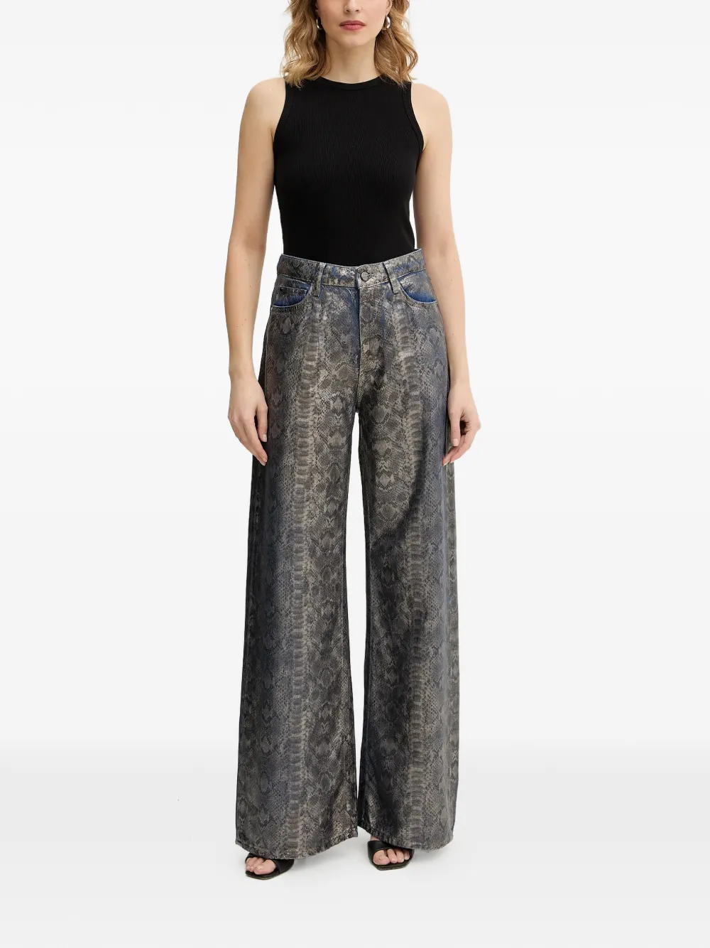 GUESS USA snakeskin-print jeans - Zilver