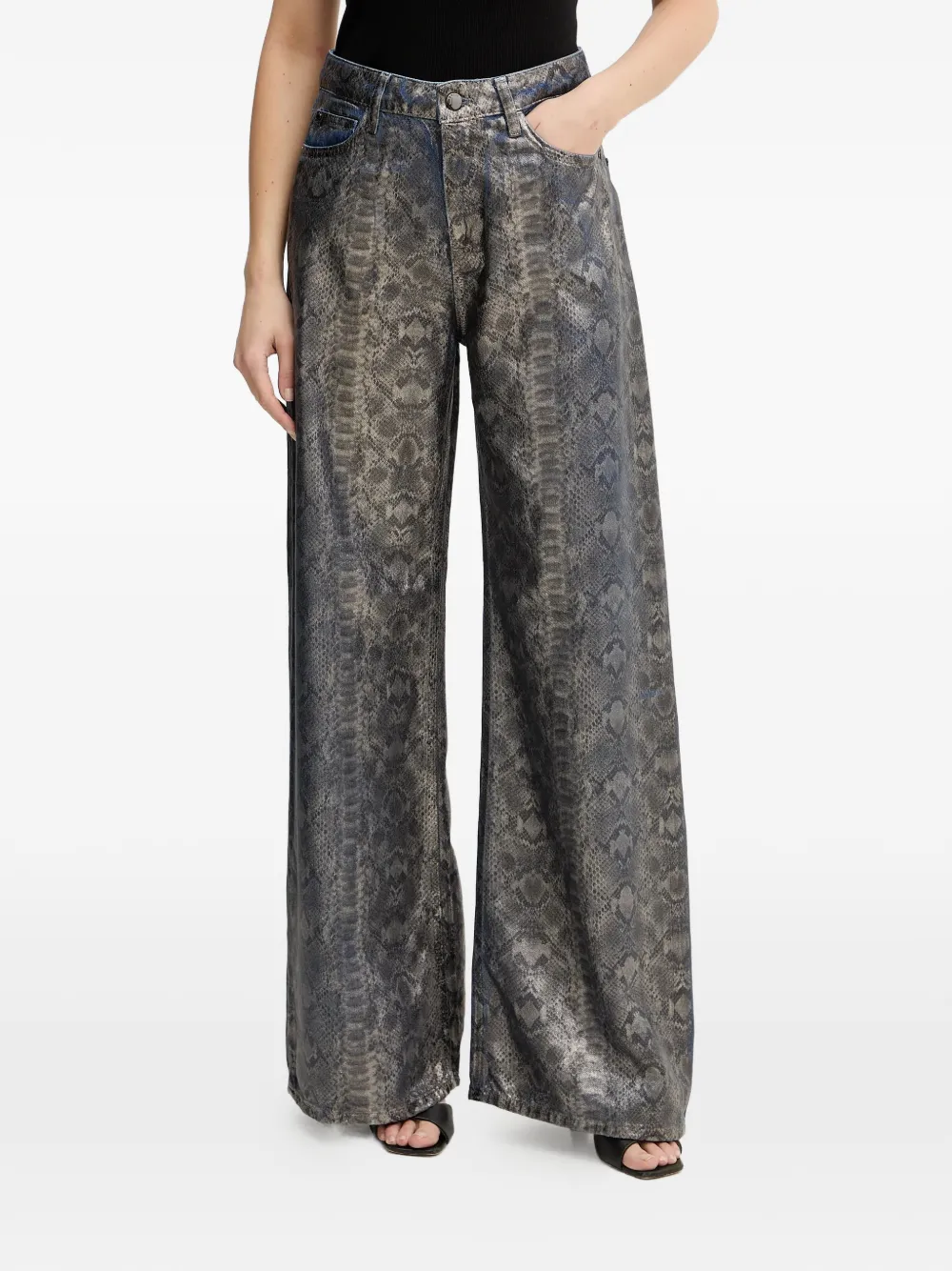 GUESS USA snakeskin-print jeans - Silber