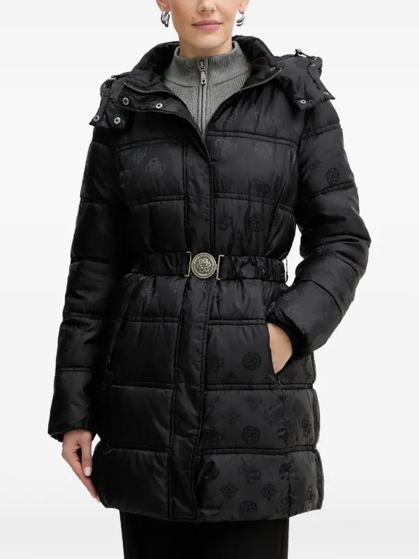 GUESS USA フーデッド パデッドコート | ブラック | FARFETCH JP