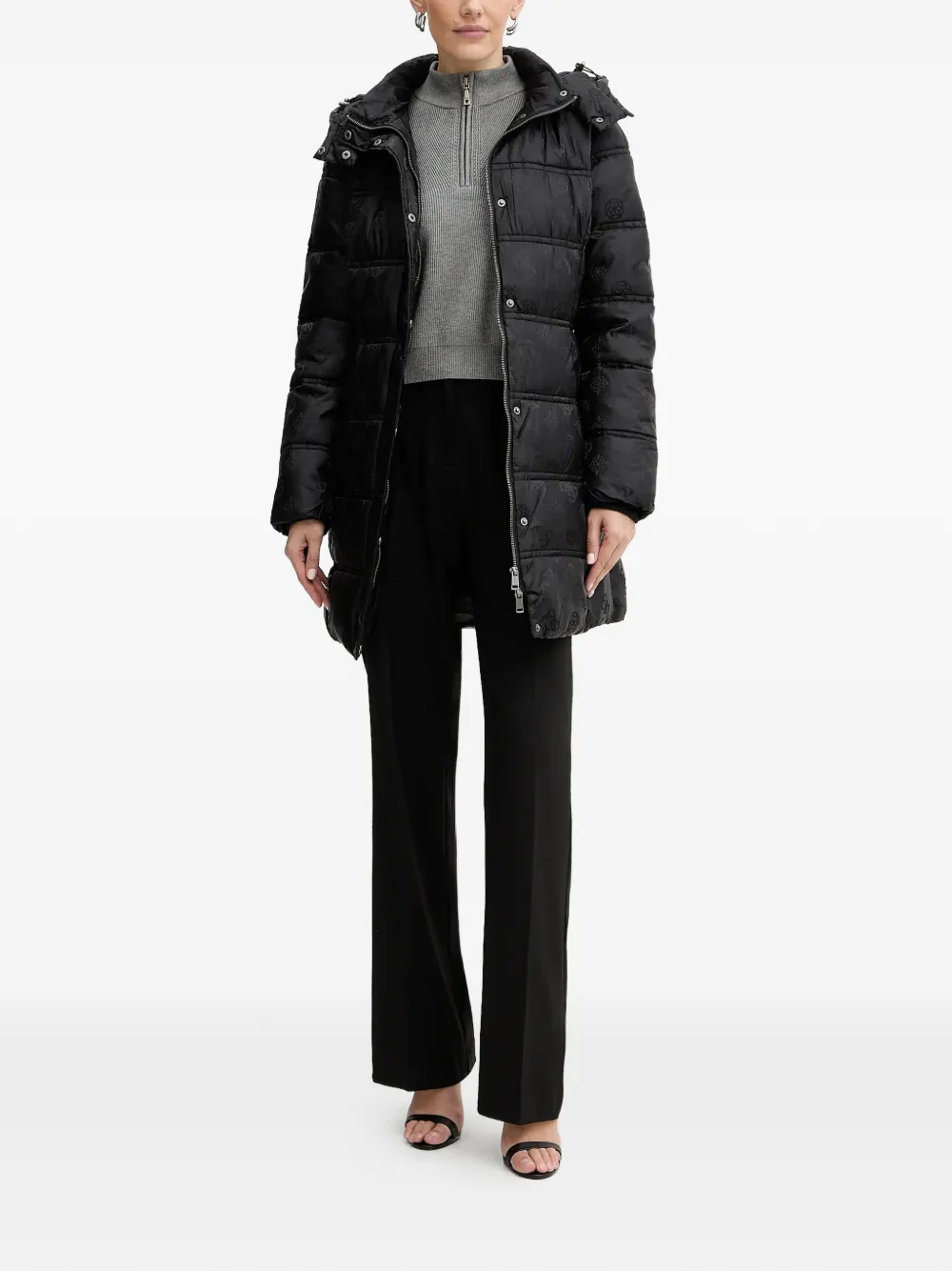 GUESS USA hooded buckle puffer cost - Zwart