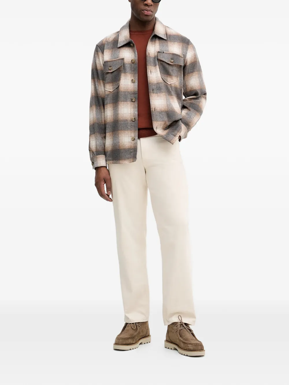 GUESS USA checked chest-pocket shirt - Grijs