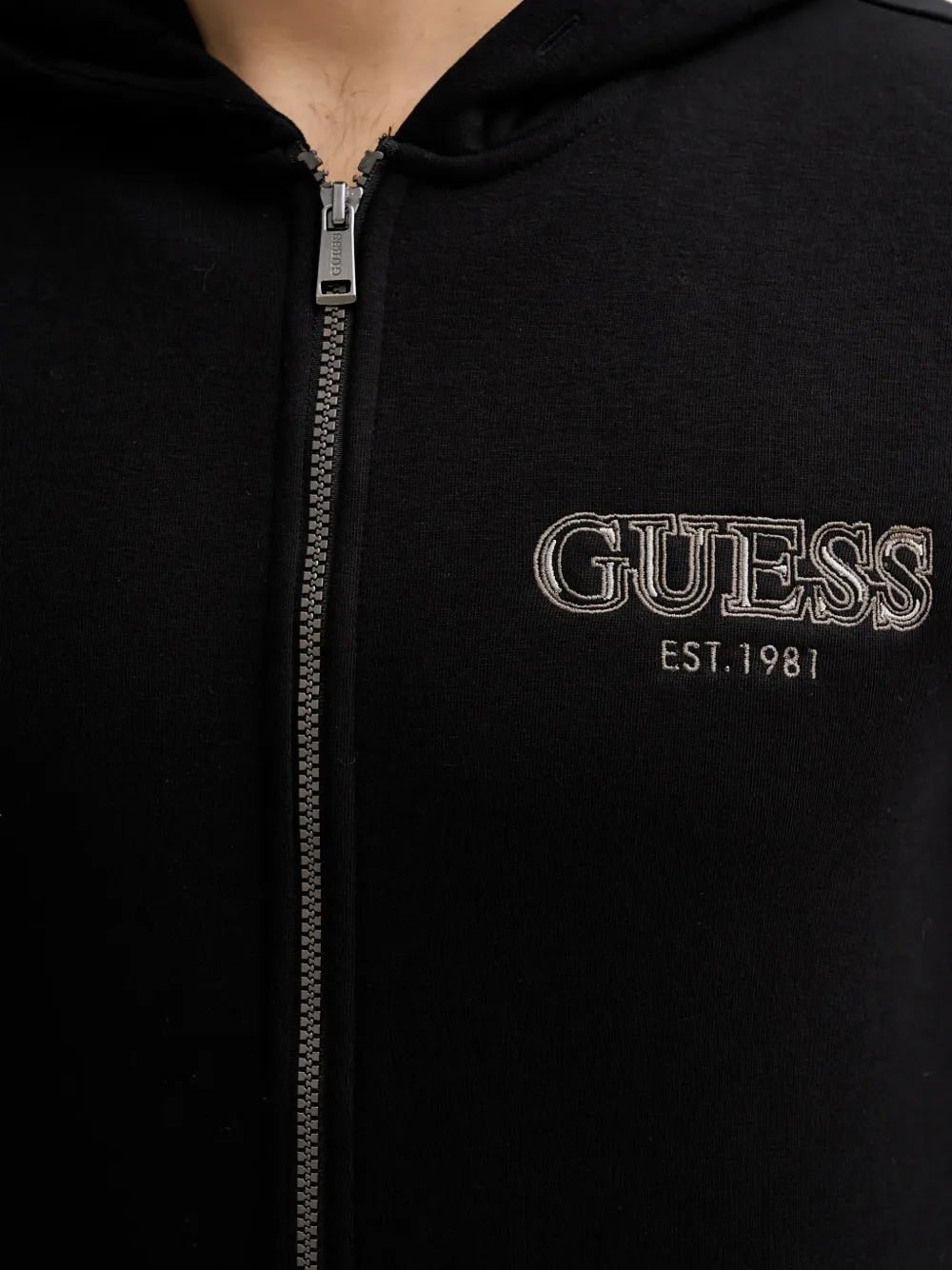 GUESS USA Sweater met rits en capuchon Zwart