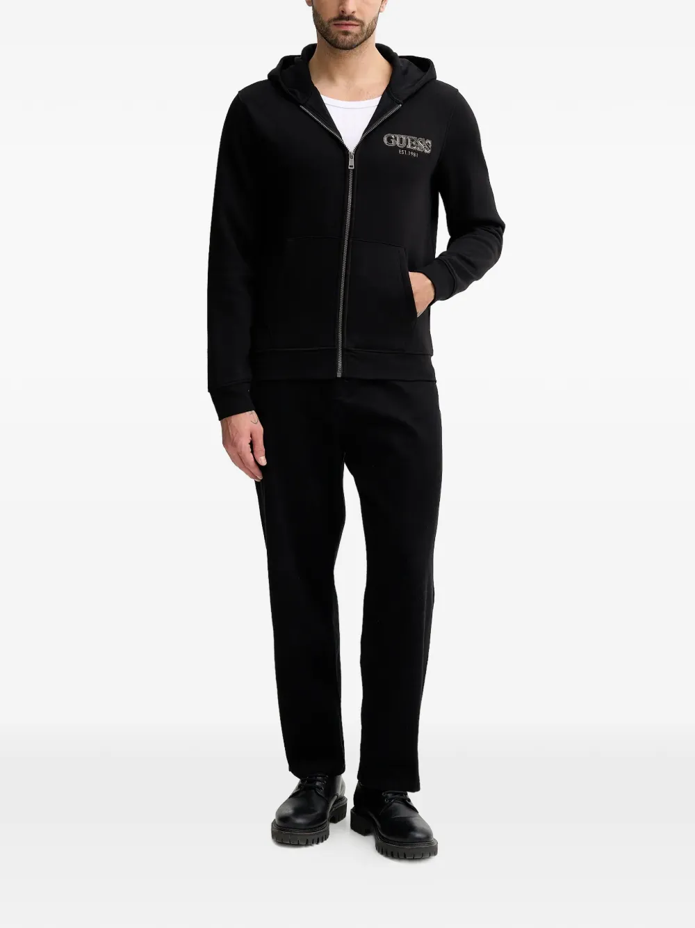 GUESS USA Sweater met rits en capuchon Zwart