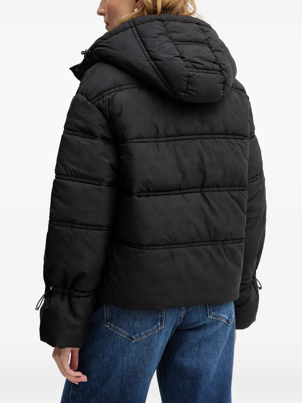  Guess Usa Hooded Embossed Jacket - Black 