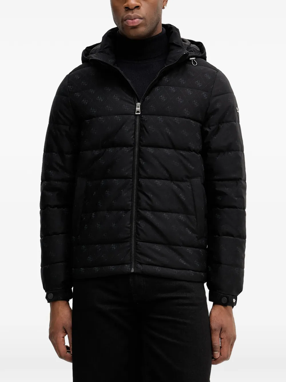 GUESS USA hooded monogram jacket | Black | Image 1
