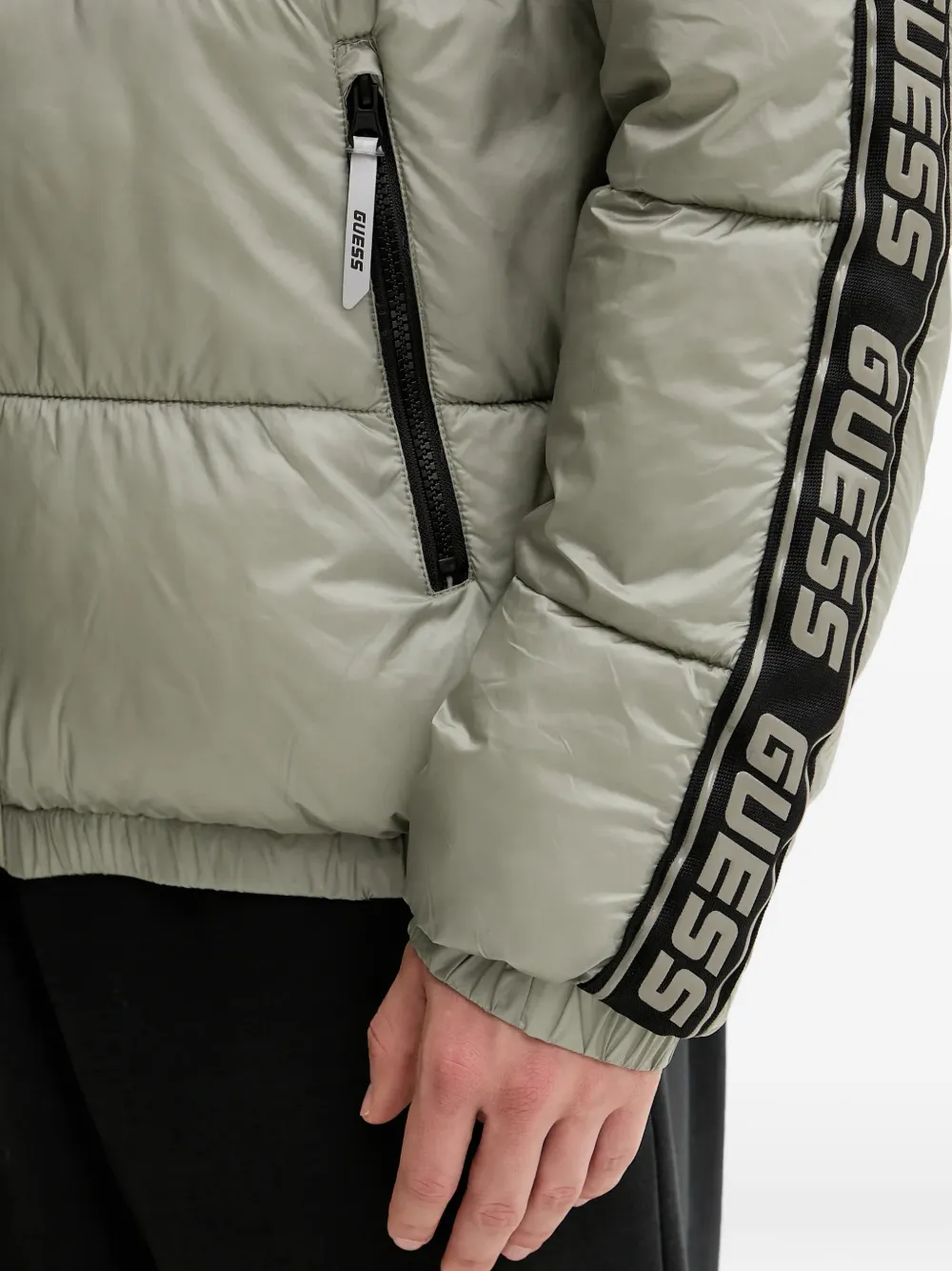 GUESS USA Donsjack met logoband Groen