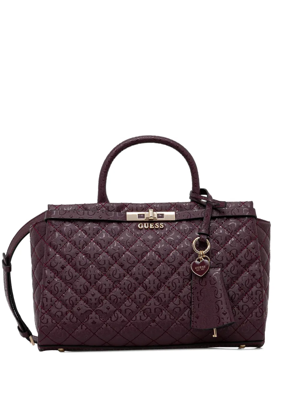GUESS USA Idra 4G quilted heart charm tote bag - Viola