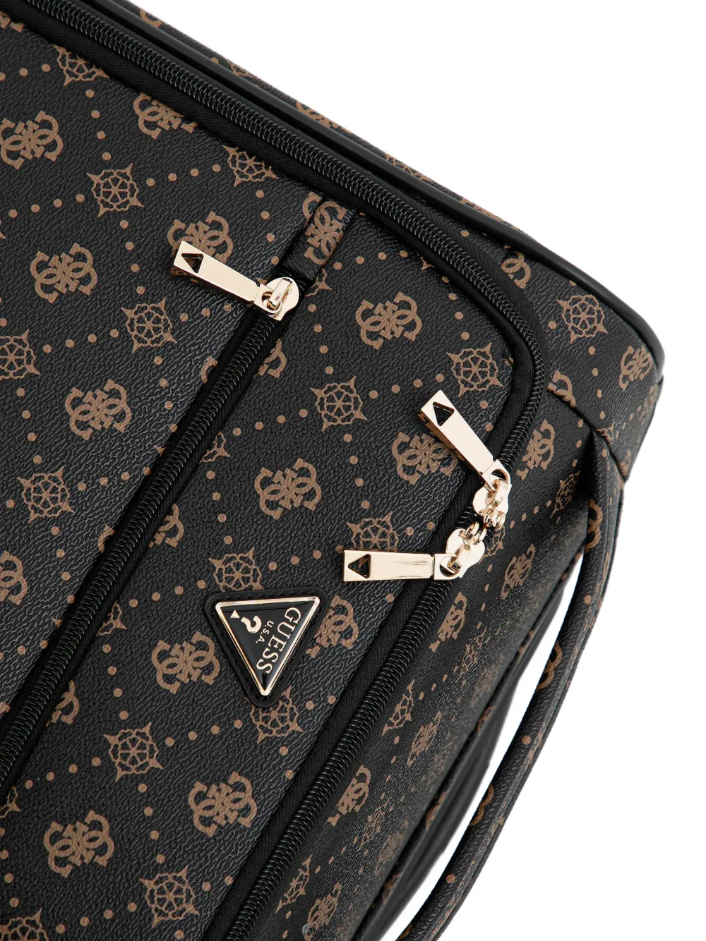 GUESS USA Silia 4G rolkoffer met monogram en ritssluiting Zwart