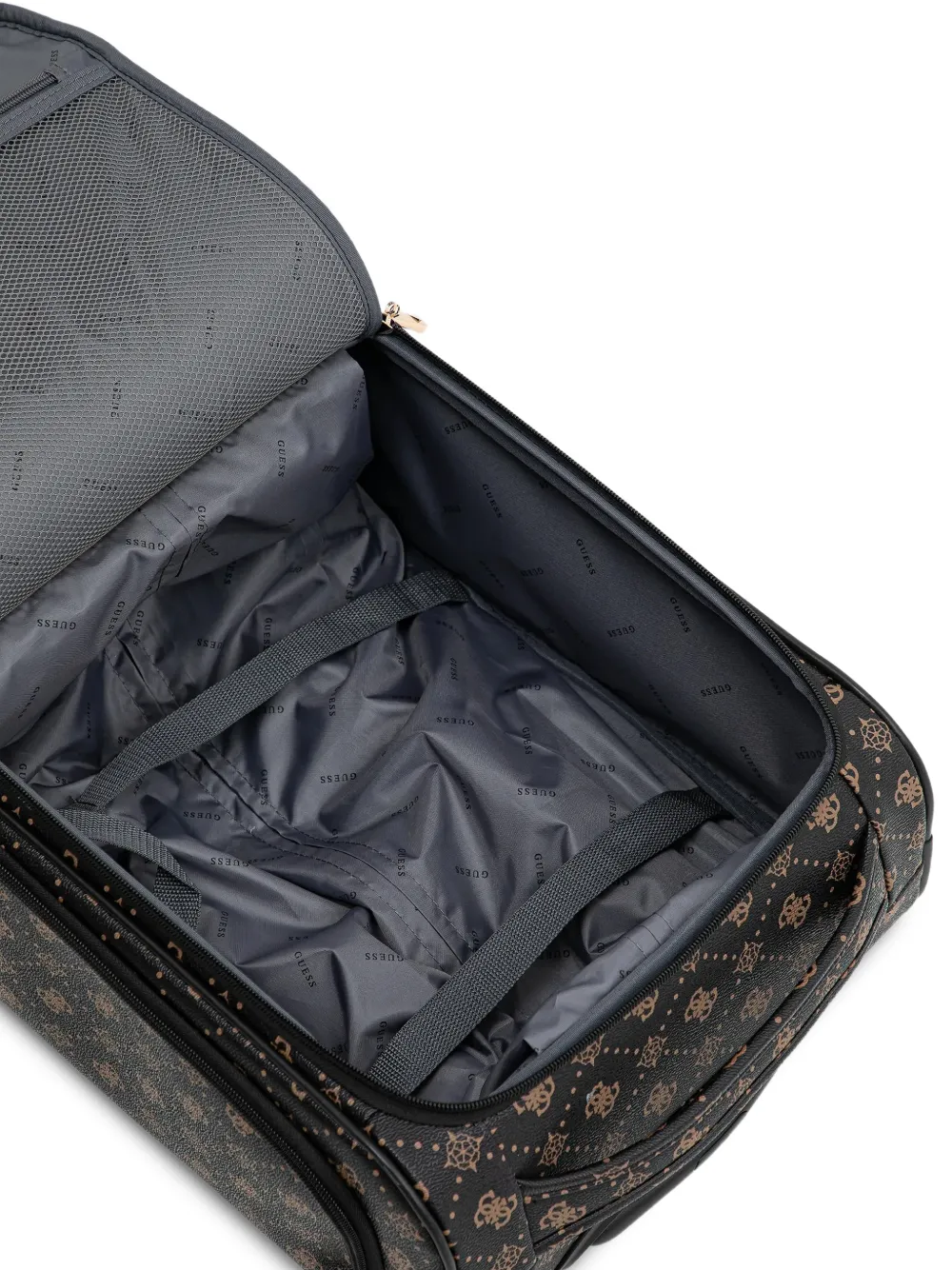 GUESS USA Silia 4G rolkoffer met monogram en ritssluiting Zwart