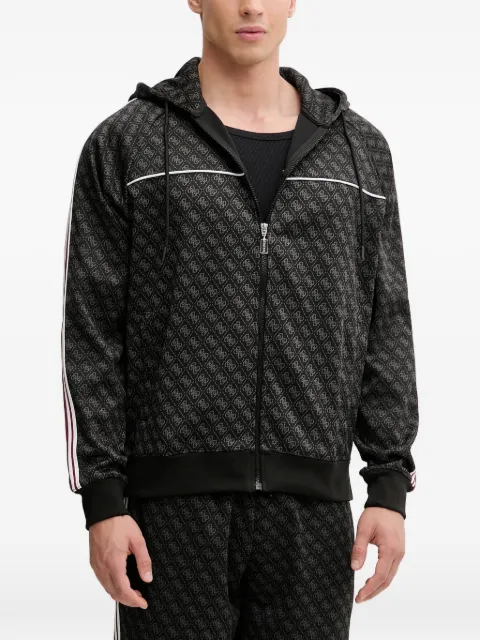 GUESS USA monogram-pattern striped hoodie