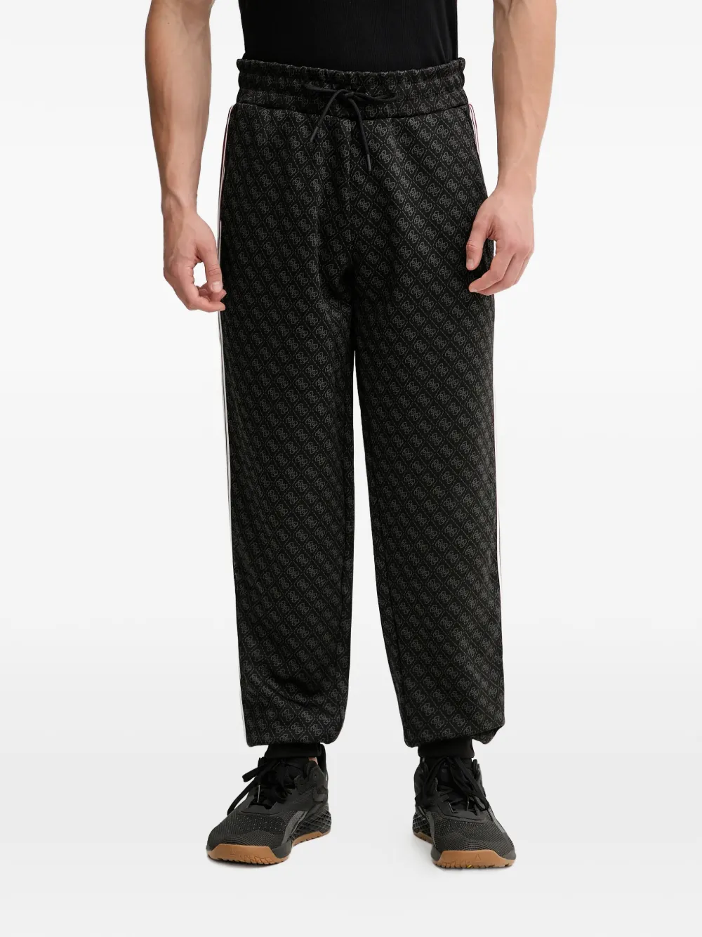 GUESS USA pattern side stripe track pants - Nero