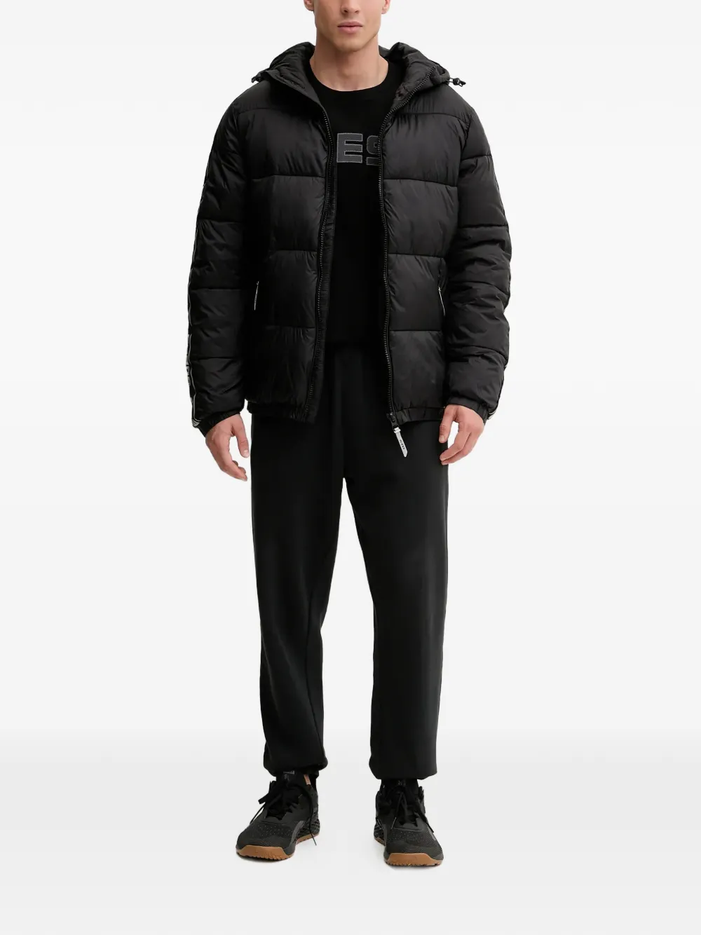 GUESS USA Jack met capuchon en logostreep Zwart