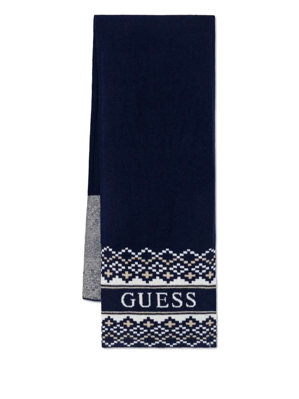  Guess Usa Patterned Scarf And Beanie Hat Set - Blue 