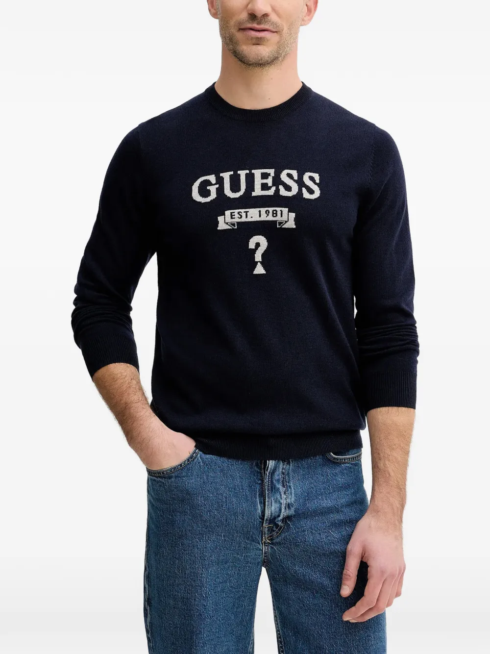 GUESS USA logo crew-neck knitwear - Blu