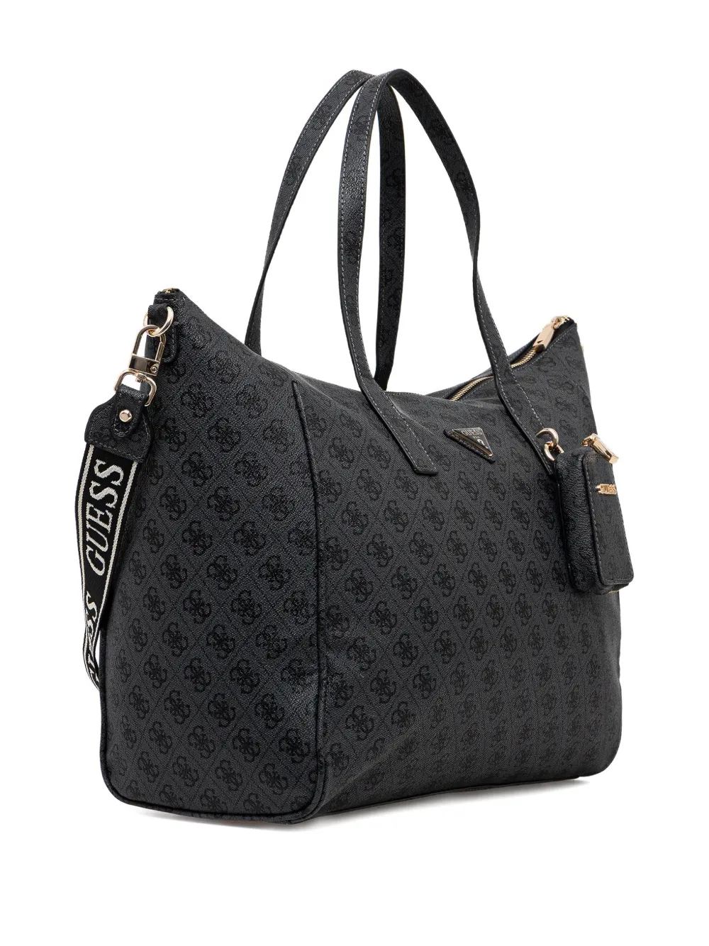 GUESS USA patterned zip tote bag - Zwart