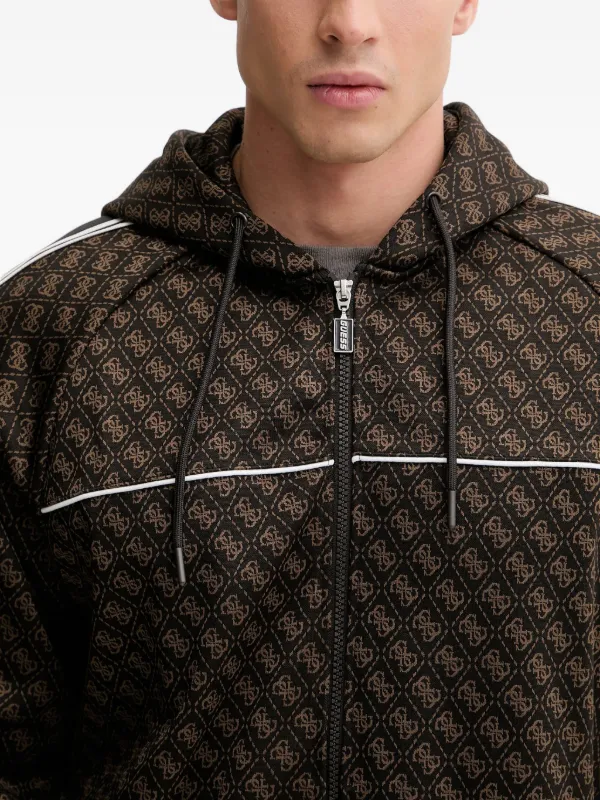 GUESS USA 4G Logo zip-up Hoodie | Brown | FARFETCH
