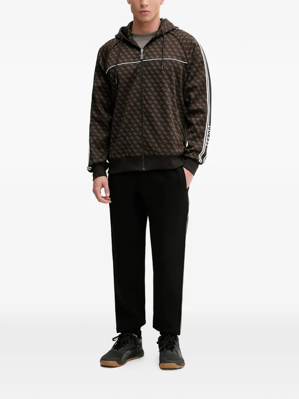 GUESS USA 4G hoodie met logo en rits Bruin