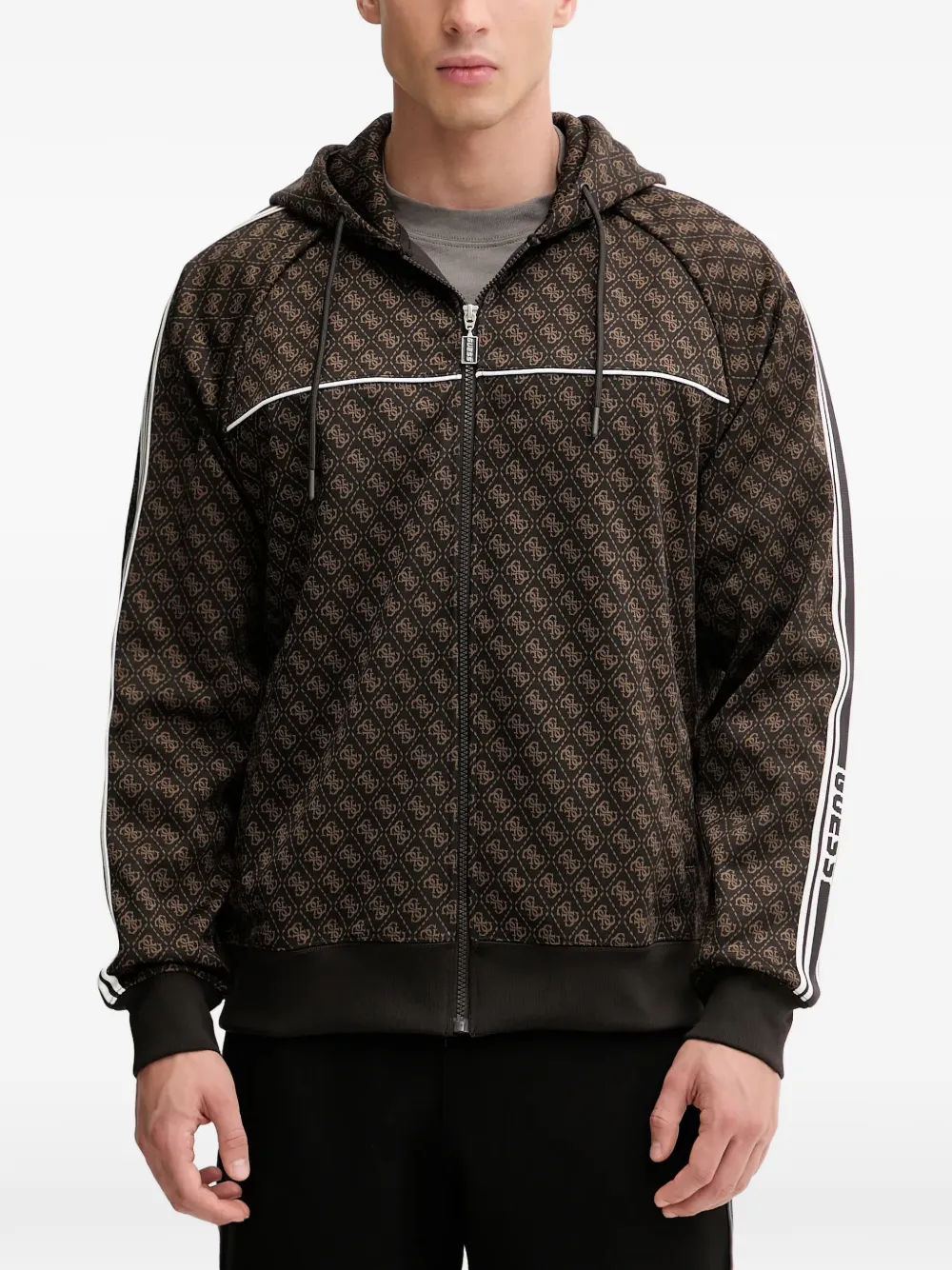 GUESS USA 4G logo zip-up hoodie - Marrone
