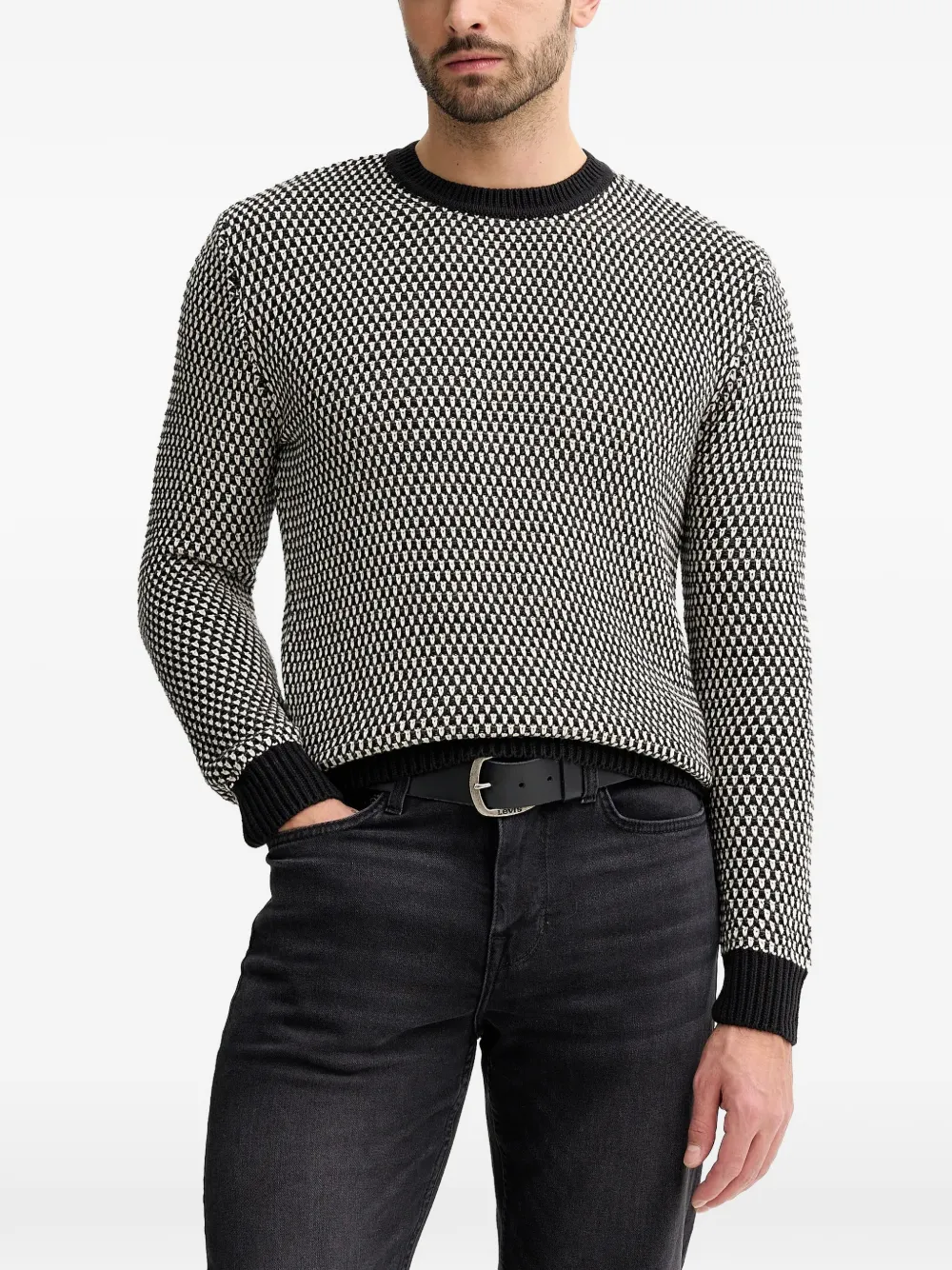 GUESS USA patterned crew-neck sweater - Nero