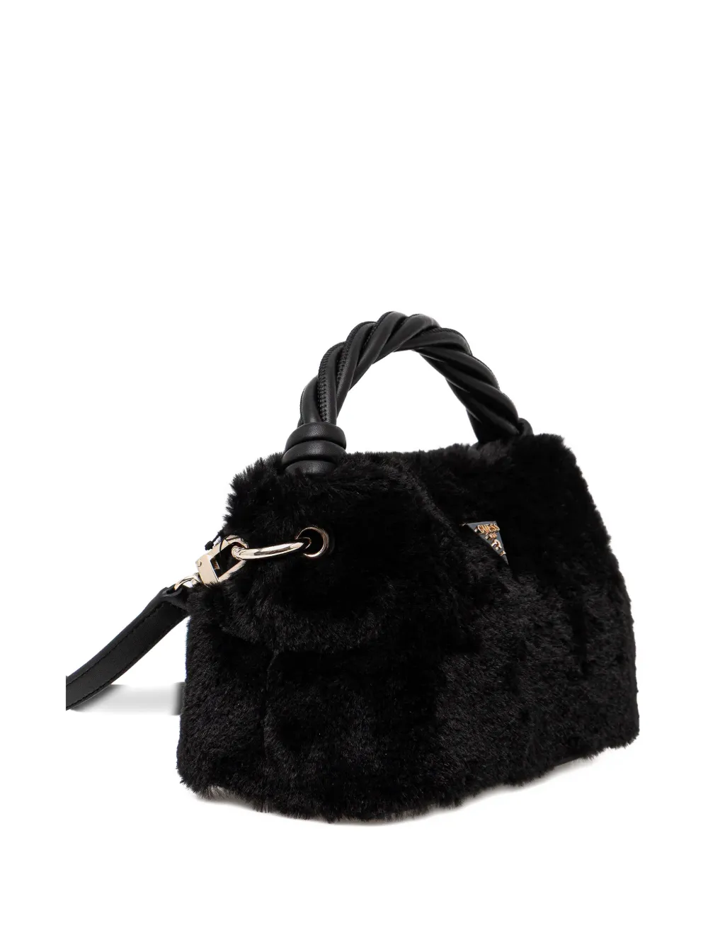 GUESS USA faux-fur twist tote bag - Zwart