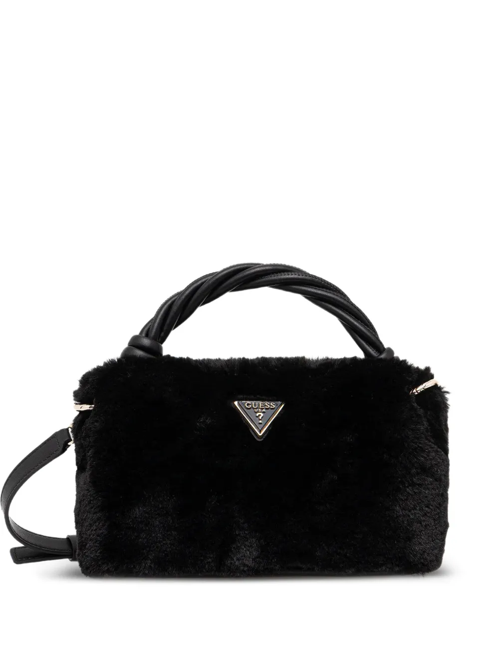 GUESS USA faux-fur twist tote bag - Nero