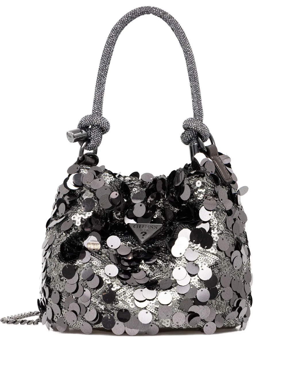 GUESS USA Borsa a tracolla con logo e paillettes - Grigio