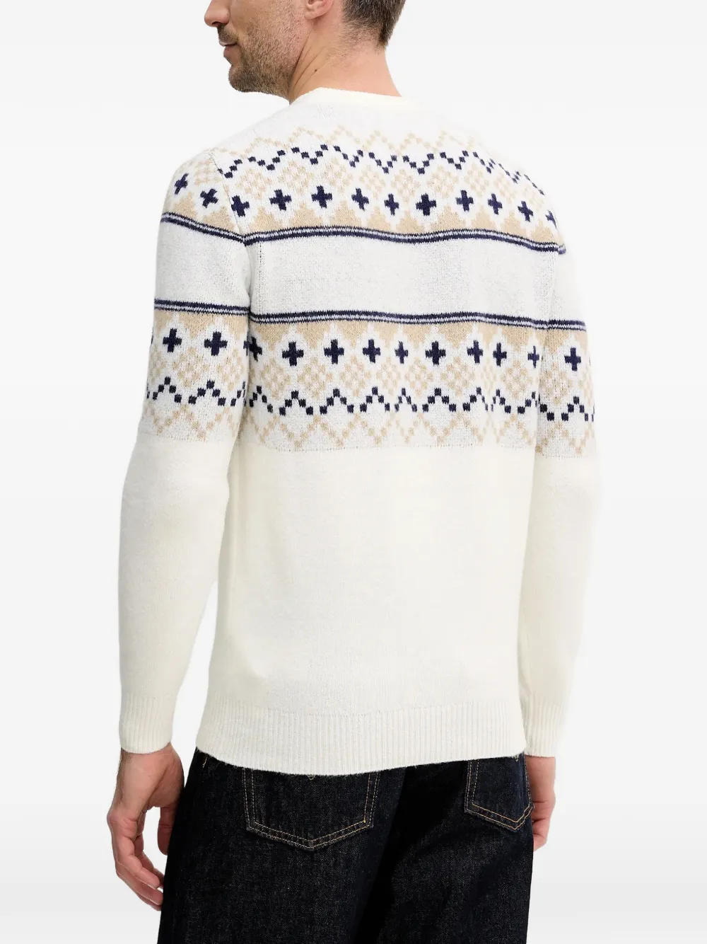  Guess Usa Patterned Crew-neck Sweater - White 