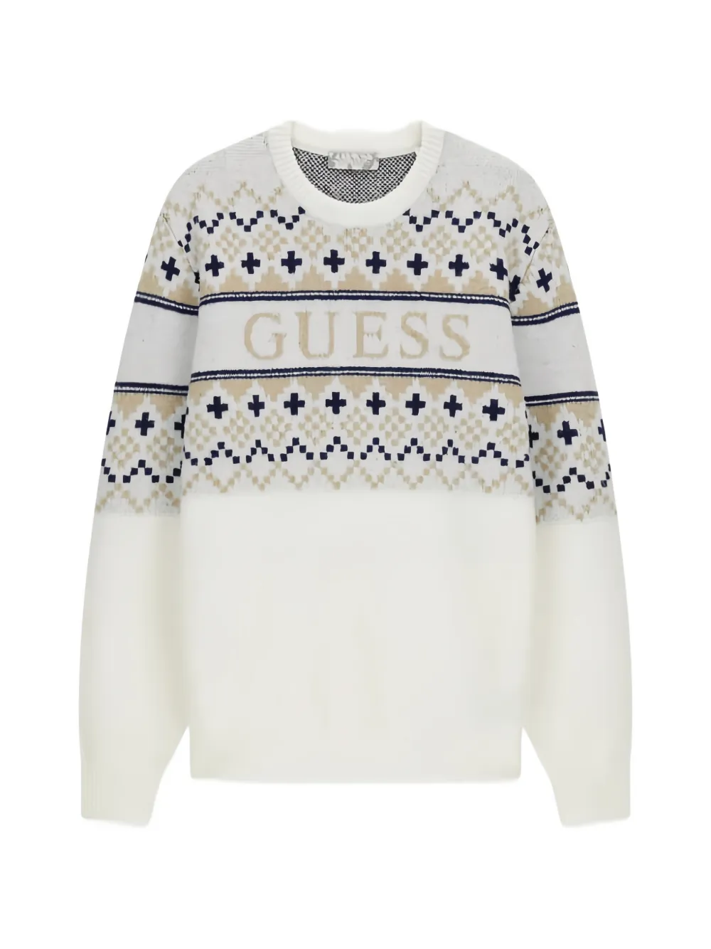 GUESS USA Trui met patroon en ronde hals Wit